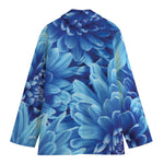 Blue Chrysanthemum Flower Print Women's Blazer