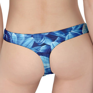 Blue Chrysanthemum Flower Print Women's Thong