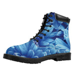 Blue Chrysanthemum Flower Print Work Boots