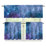 Blue Cloud Starfield Galaxy Space Print 3 Piece Kitchen Curtains