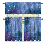 Blue Cloud Starfield Galaxy Space Print 3 Piece Kitchen Curtains