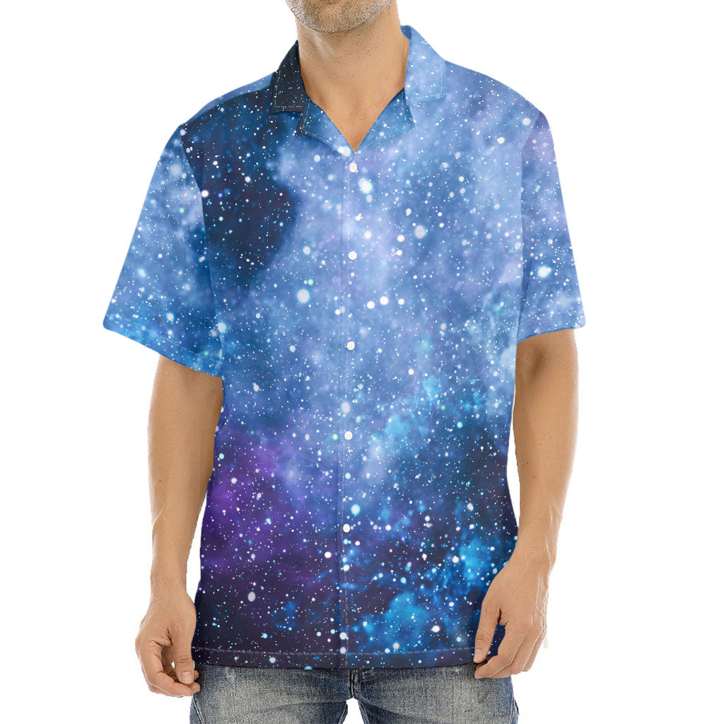 Blue Cloud Starfield Galaxy Space Print Aloha Shirt