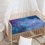 Blue Cloud Starfield Galaxy Space Print Baby Crib Sheet