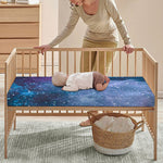Blue Cloud Starfield Galaxy Space Print Baby Crib Sheet