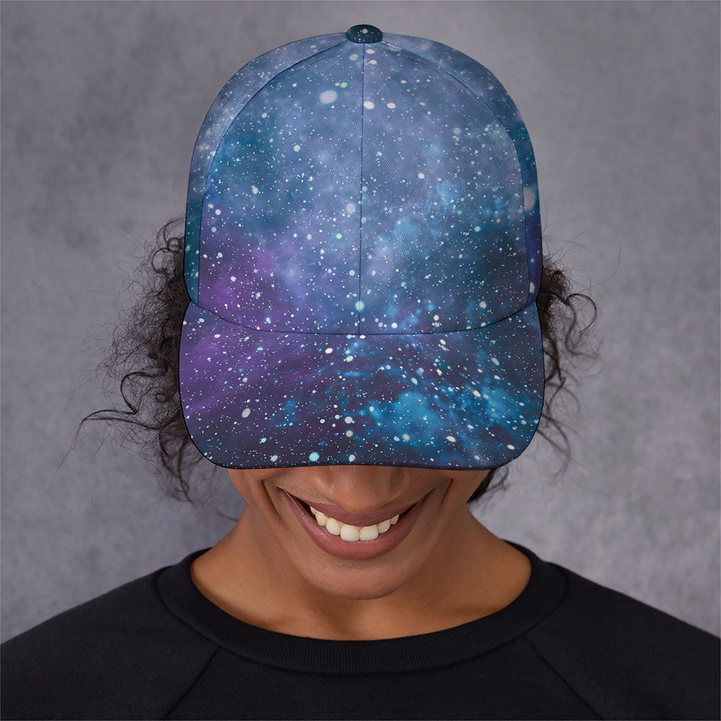 Blue Cloud Starfield Galaxy Space Print Baseball Cap