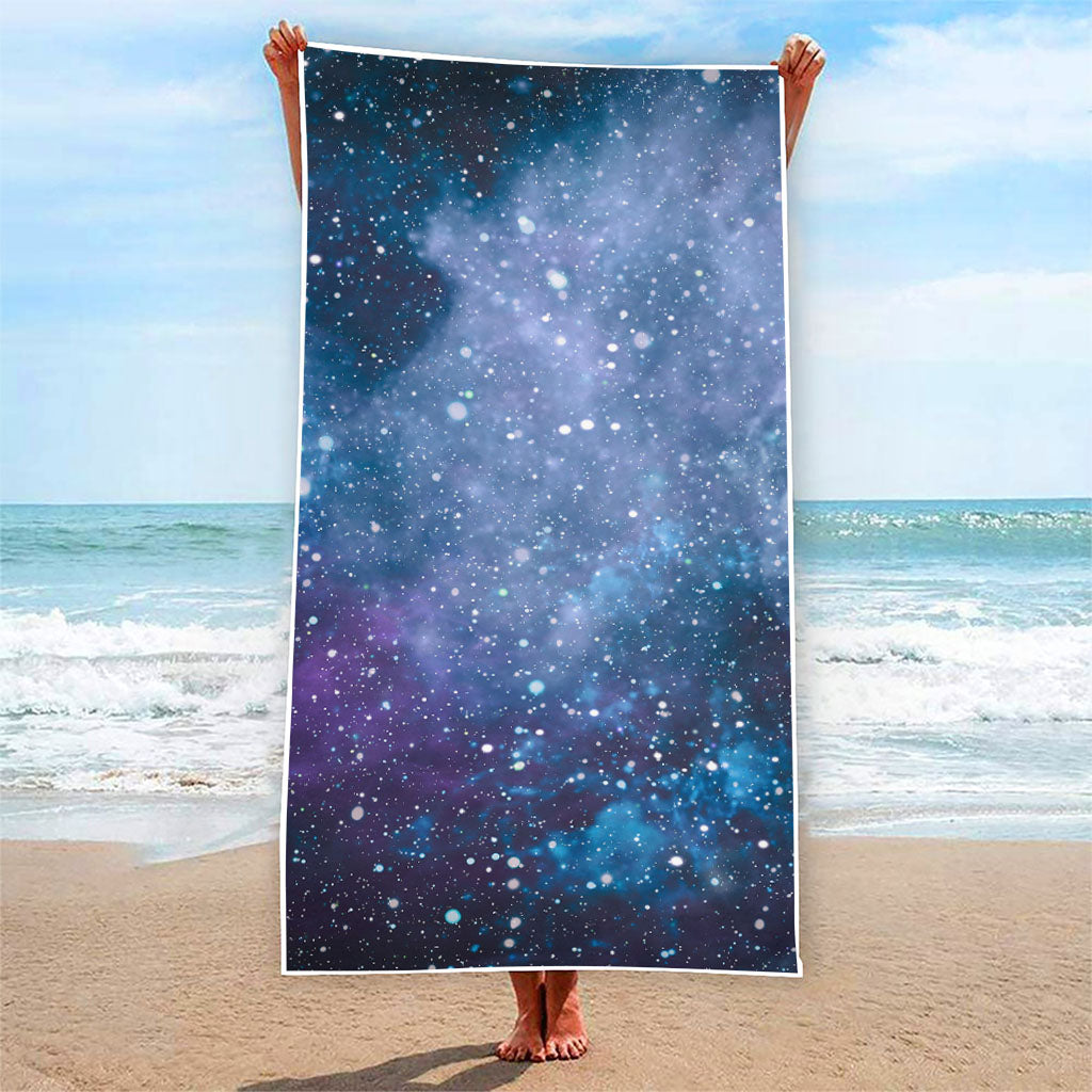 Blue Cloud Starfield Galaxy Space Print Beach Towel