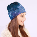 Blue Cloud Starfield Galaxy Space Print Beanie