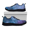 Blue Cloud Starfield Galaxy Space Print Black Running Shoes