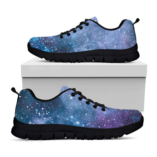 Blue Cloud Starfield Galaxy Space Print Black Running Shoes