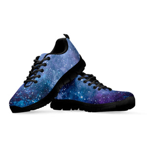 Blue Cloud Starfield Galaxy Space Print Black Running Shoes