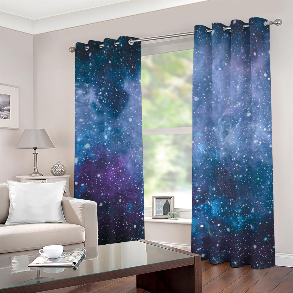 Blue Cloud Starfield Galaxy Space Print Blackout Grommet Curtains