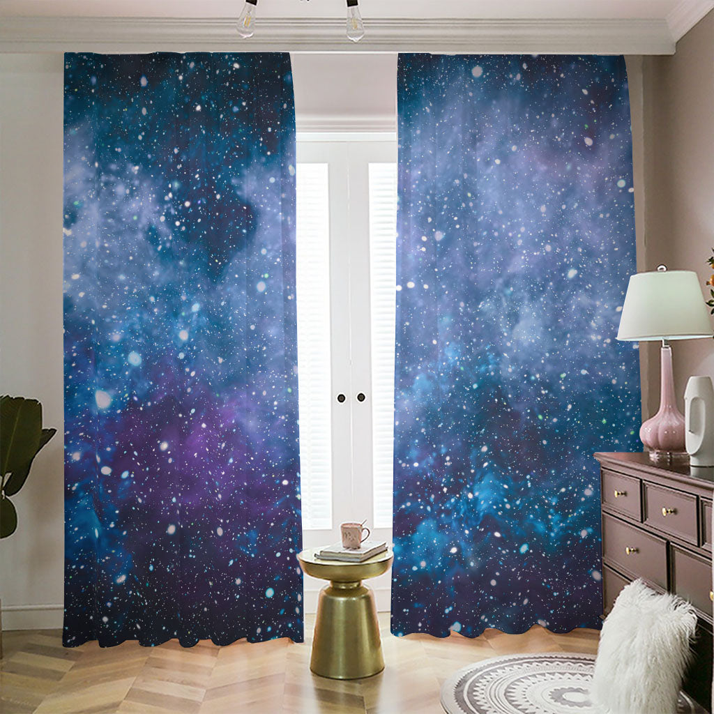 Blue Cloud Starfield Galaxy Space Print Blackout Pencil Pleat Curtains