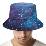 Blue Cloud Starfield Galaxy Space Print Bucket Hat