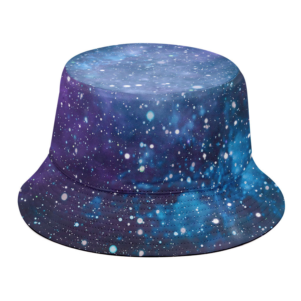 Blue Cloud Starfield Galaxy Space Print Bucket Hat