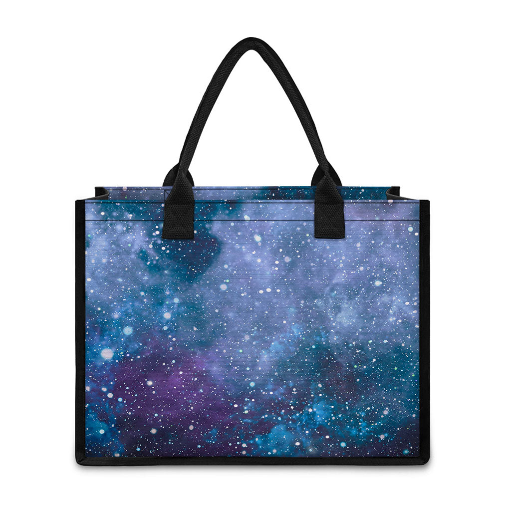 Blue Cloud Starfield Galaxy Space Print Canvas Tote Bag