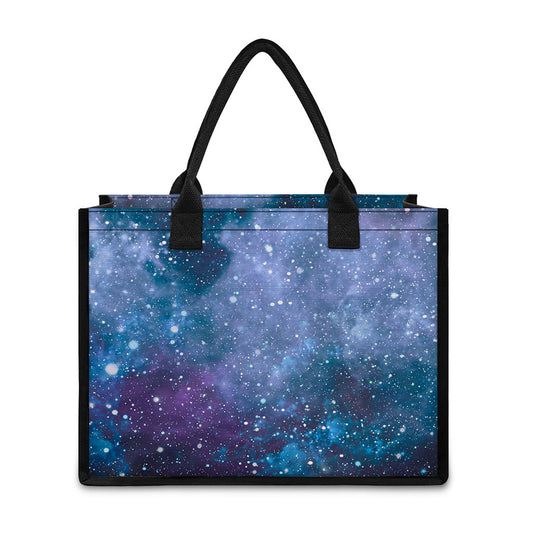 Blue Cloud Starfield Galaxy Space Print Canvas Tote Bag
