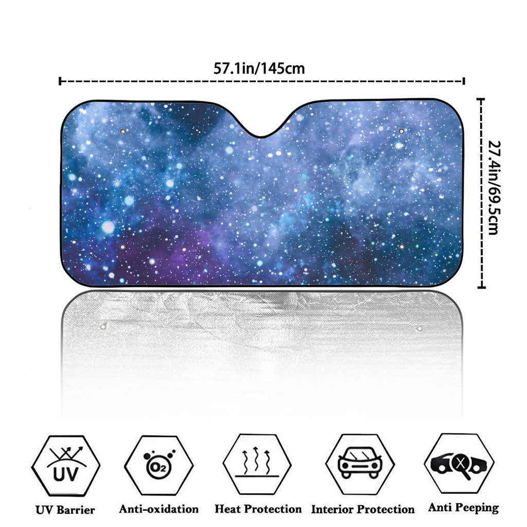 Blue Cloud Starfield Galaxy Space Print Car Windshield Sun Shade