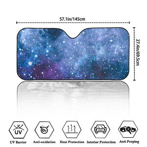 Blue Cloud Starfield Galaxy Space Print Car Windshield Sun Shade