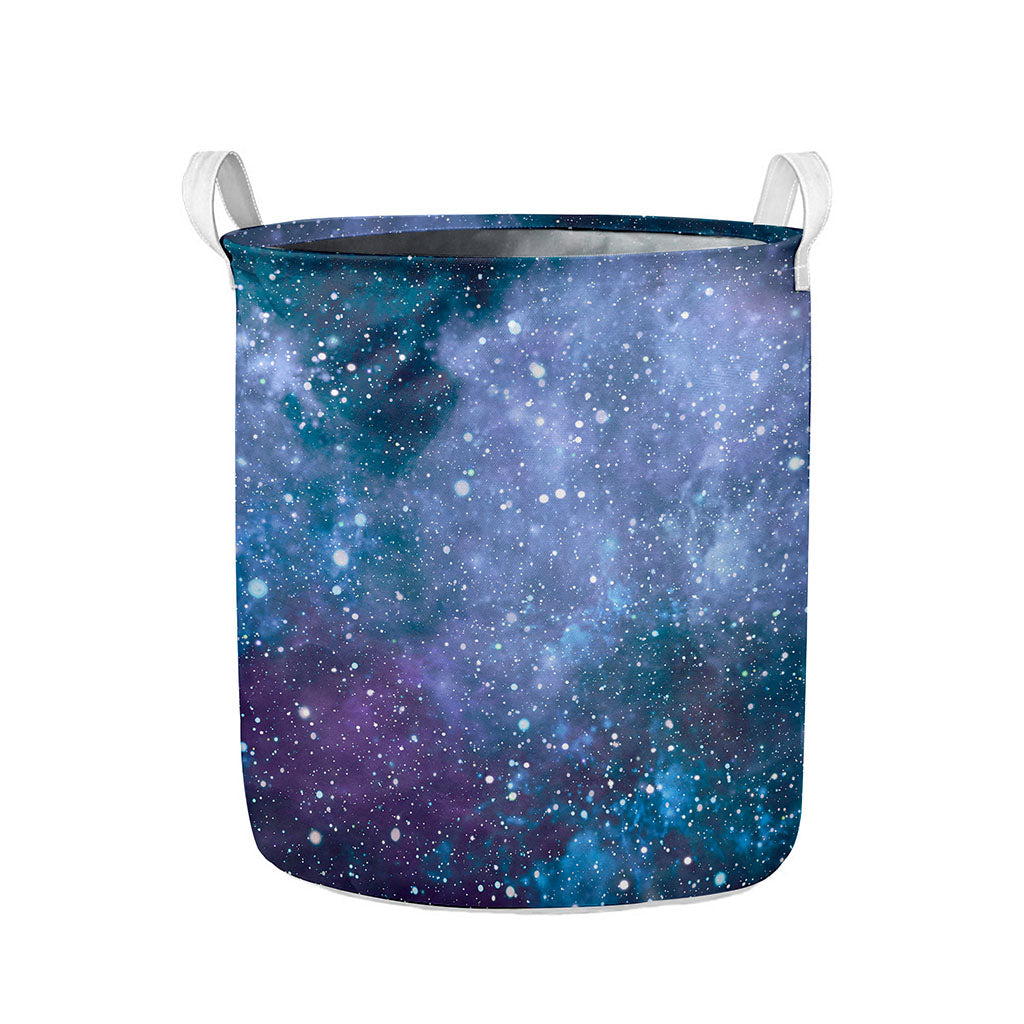 Blue Cloud Starfield Galaxy Space Print Collapsible Laundry Basket