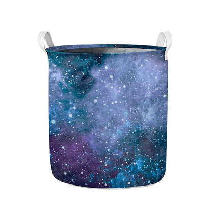 Blue Cloud Starfield Galaxy Space Print Collapsible Laundry Basket