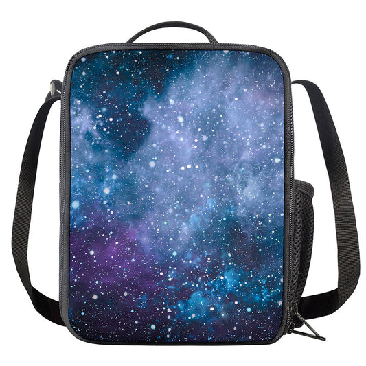 Blue Cloud Starfield Galaxy Space Print Crossbody Lunch Bag