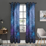 Blue Cloud Starfield Galaxy Space Print Curtain