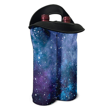 Blue Cloud Starfield Galaxy Space Print Double Neoprene Wine Tote
