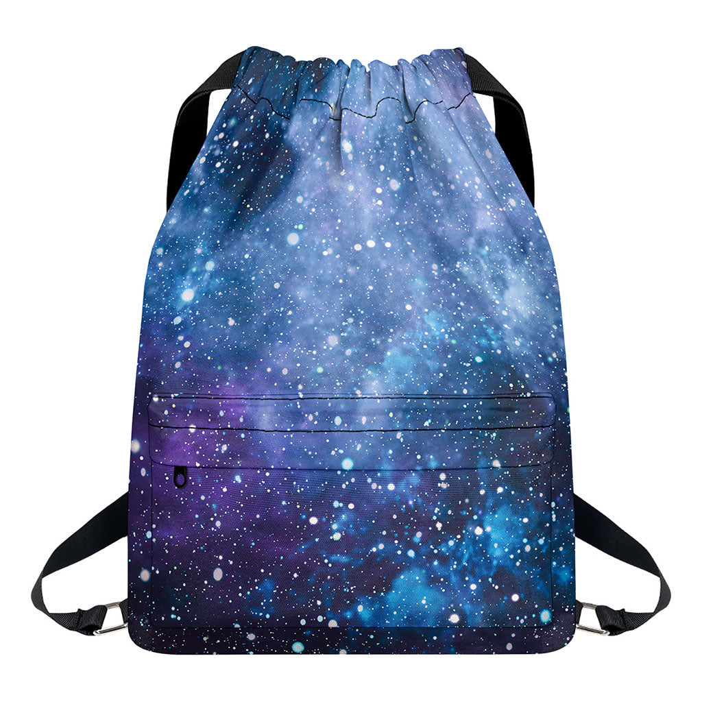 Blue Cloud Starfield Galaxy Space Print Drawstring Backpack