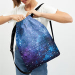 Blue Cloud Starfield Galaxy Space Print Drawstring Backpack