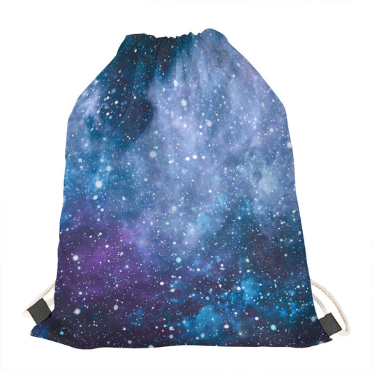 Blue Cloud Starfield Galaxy Space Print Drawstring Bag