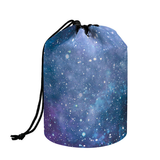 Blue Cloud Starfield Galaxy Space Print Drawstring Makeup Bag