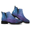 Blue Cloud Starfield Galaxy Space Print Flat Ankle Boots