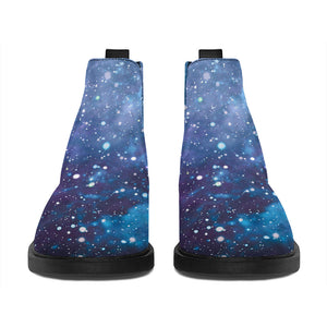 Blue Cloud Starfield Galaxy Space Print Flat Ankle Boots