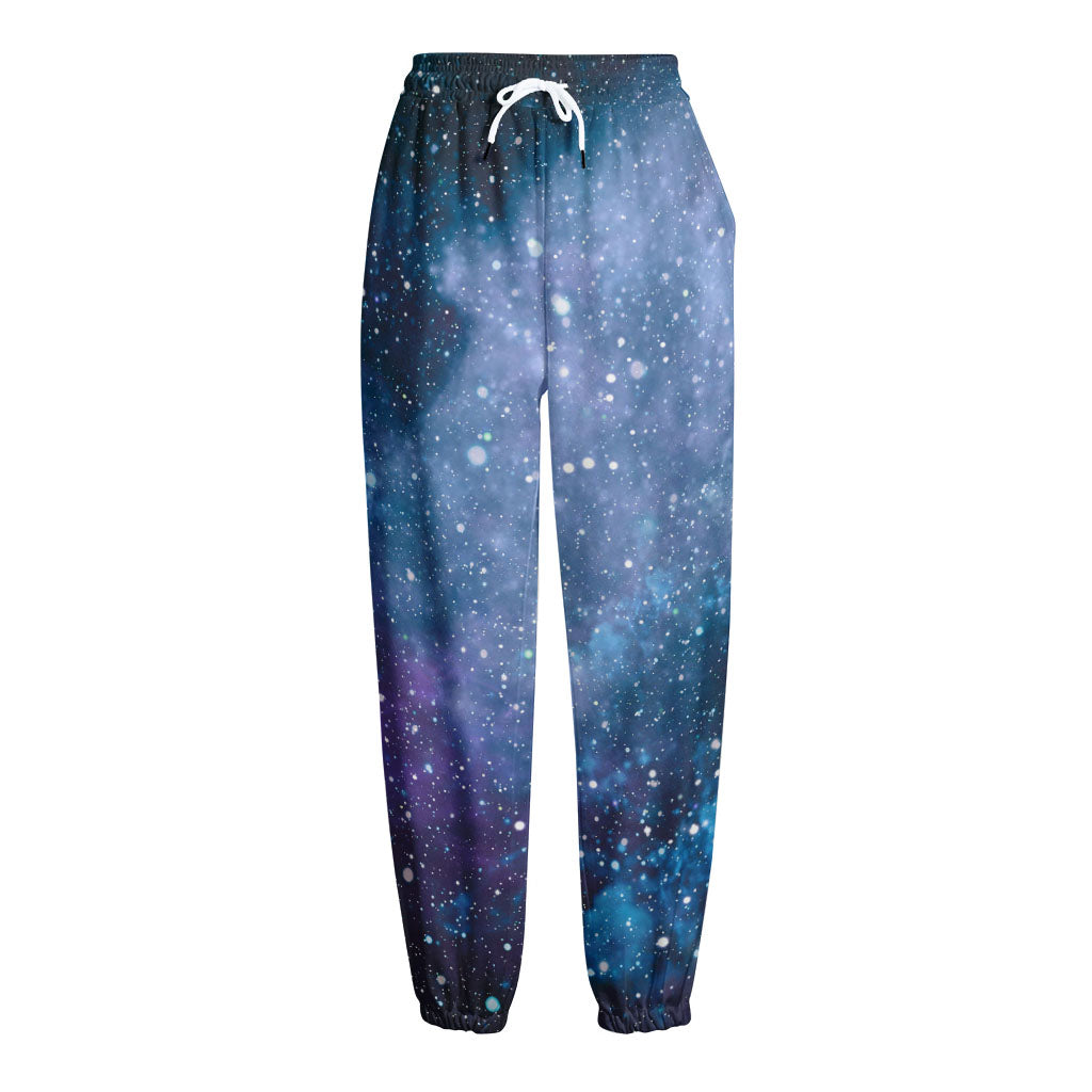 Blue Cloud Starfield Galaxy Space Print Fleece Lined Knit Pants