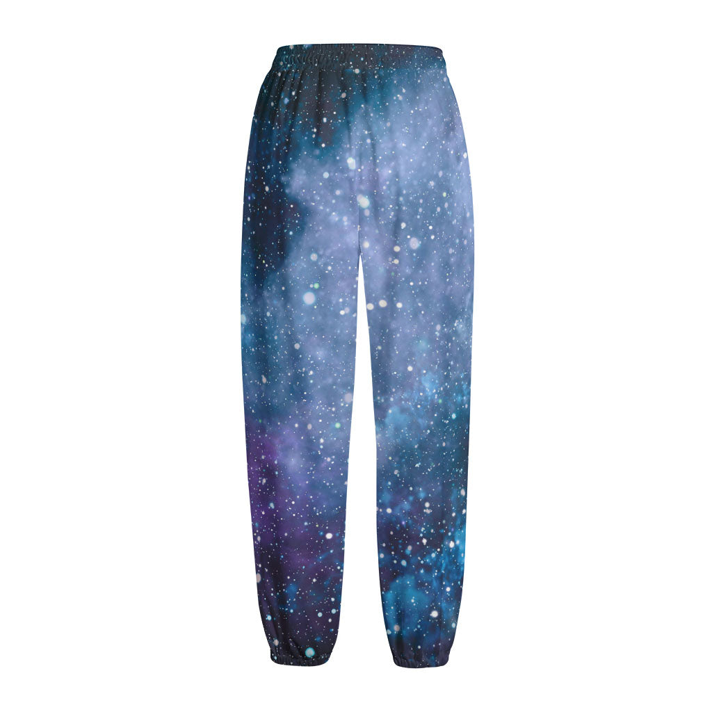 Blue Cloud Starfield Galaxy Space Print Fleece Lined Knit Pants