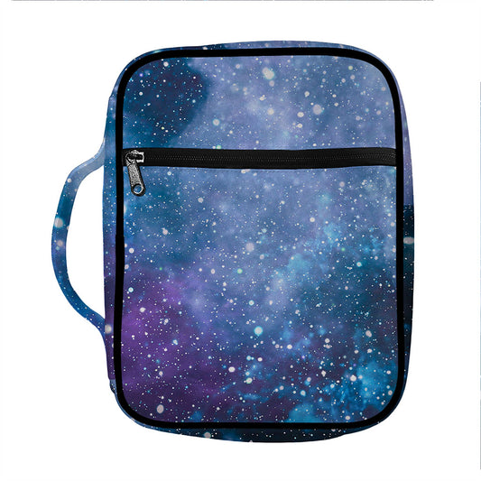 Blue Cloud Starfield Galaxy Space Print Front Pocket Bible Bag