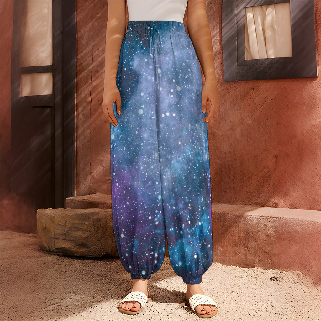 Blue Cloud Starfield Galaxy Space Print Harem Pants