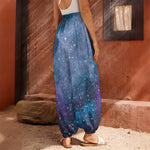 Blue Cloud Starfield Galaxy Space Print Harem Pants