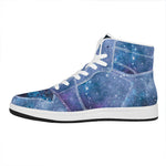 Blue Cloud Starfield Galaxy Space Print High Top Leather Sneakers