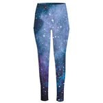 Blue Cloud Starfield Galaxy Space Print High-Waisted Pocket Leggings