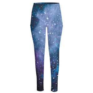 Blue Cloud Starfield Galaxy Space Print High-Waisted Pocket Leggings