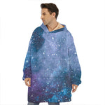 Blue Cloud Starfield Galaxy Space Print Hoodie Blanket
