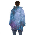 Blue Cloud Starfield Galaxy Space Print Hoodie Blanket