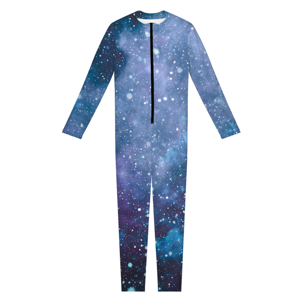 Blue Cloud Starfield Galaxy Space Print Jumpsuit