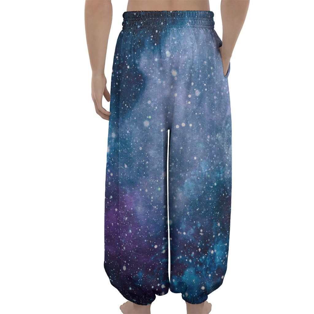 Blue Cloud Starfield Galaxy Space Print Lantern Pants