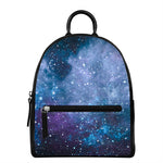 Blue Cloud Starfield Galaxy Space Print Leather Backpack