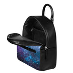 Blue Cloud Starfield Galaxy Space Print Leather Backpack