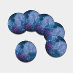 Blue Cloud Starfield Galaxy Space Print Leather Coaster Set