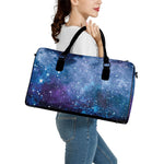Blue Cloud Starfield Galaxy Space Print Leather Duffle Bag
