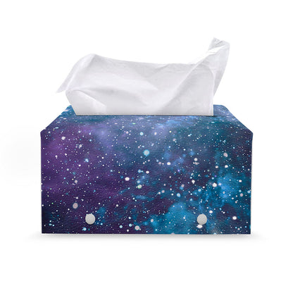 Blue Cloud Starfield Galaxy Space Print Leather Tissue Box Cover